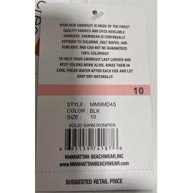 Maxine of Hollywood SWIMSUIT Manhattan Beach wear size 10 Swim Romper in Black