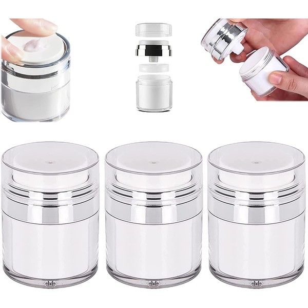 4 Jars Face Cream Dispenser,Airless Pump Containers Cosmetic Cream Jar,Portable