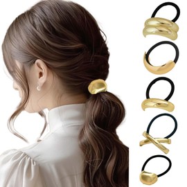 5 Pcs Hair Accessories, Metall Haarmanschetten, Haarschmuck Gold Women Hair Accessories, Haarband aus Gummi