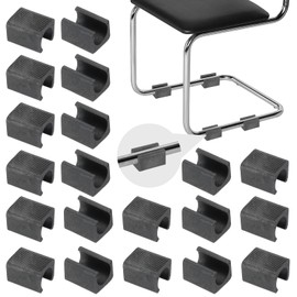 PATIKIL 20pcs U Chair Leg Caps, 15mm U Shaped Chair Leg Floor Protectors Chair Foot Rectangle Chair Leg Tips Covers Pads Slide Smoothly for Hardwood Floors, Black