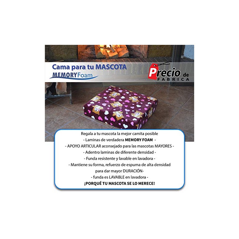 Cama para Perro en viscoelastica Memory Foam con Funda Lavable