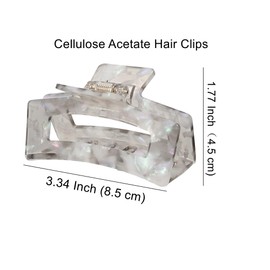 Textention Cellulose Acetate Hair Clips for Women, Rectangle Tortoise Shell Celluloid Strong Hold Claw Clips for Thin Thick Hair, Barrette Jaw Clamp Styling Accessories for Ladies Mother (2 Pack)