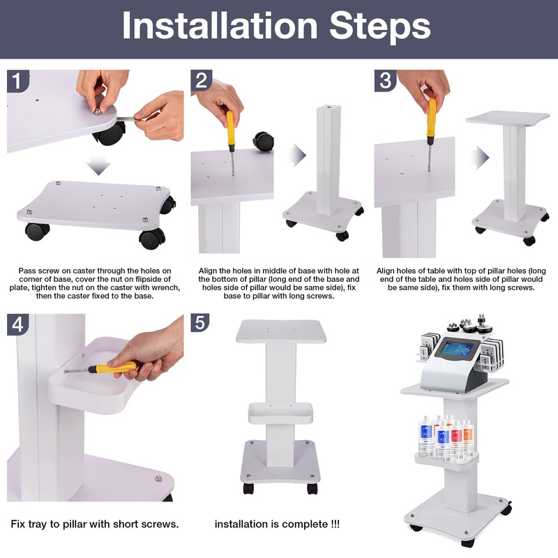 Noverlife Trolley Cart with Wheels, Aluminum Alloy Salon Spa Rolling
