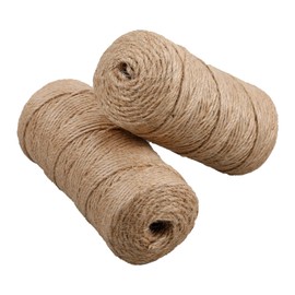 Rumyve 100M 2 Rolls of Natural Jute Twine,Jute Skewer Twine,Natural Jute Garden Rope Gardening,Cat Scratching,Gift Wrapping and Craft Decoration