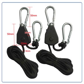 LUCKYBEE 1/8" Rope Ratchet, Adjustable, Easy to Use, Rope Hook, Packing Belt, Loading Machine, 150 lbs Load, Full Lock, Tightening, Moving, Transportation (Set of 2)