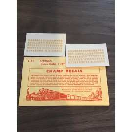 Champ Decals HO Scale Alphabet And Numeral Set L-11: Antique Dulux Gold 1/8