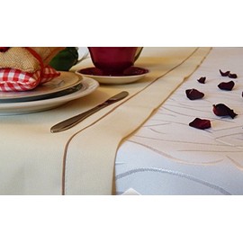 Art Deco Table Runner, Linen Look Runner, Table Runner, Choice of Sizes and Colours, Top Design (Cream, 60 x 120 cm)
