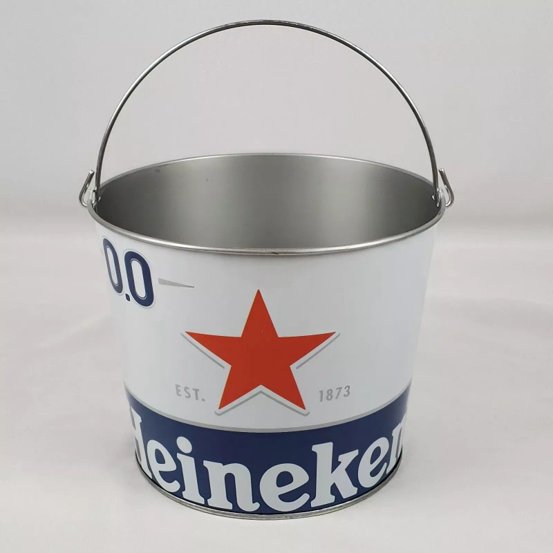 Heineken 0.0 Logo Beer Silver Metal Pail Ice Bucket With