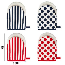 Cedilis 4 Pieces Mini Oven Mitts, Heat Resistant Short Kitchen Gloves for Oven, 5.5"x7"
