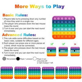 Genovega 6 Packs Pop Fidget Pops Toys Gifts for Boys Girls Kids, Classroom Tools Aids Push Bubble Sensory Party Grade Group Preschool Graduation Favors Instruction Learning Game Rainbow Square Bulk