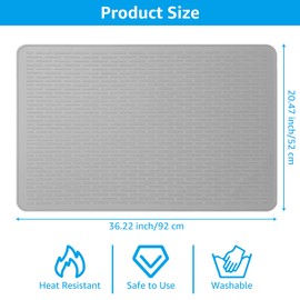YAYODS Stove Top Covers for Electric Stove 36X21 Inch Silicone Stove Mat for Glass Top Stove Cover Protector, Kitchen Flat Top Stove Covers Cooktop Cover for Electric Stove Cover, Oven(Grey)