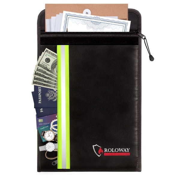ROLOWAY Fireproof Document Bag (15 x 11 inch) with 2