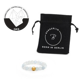 BERGERLIN Genuine Natural Stone Ring with Gold Pearl – Ring for Men and Women – Certification of Authenticity, Natural stone, natural stone