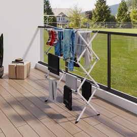 Jophaiipy Foldable Drying Rack Clothing,Clothes Drying Rack Folding Indoor and Outdoor Rack,Laundry Drying Rack Collapsible-Black White