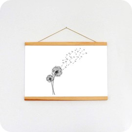 SPRINTIS Magnetic Poster Strip, A1 Wood, Poster Rail with Bordered Magnets, Poster Clamp Rail for Hanging, Wooden Poster Strip (60 cm, Pine)