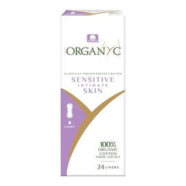 Organyc 100% Organic Cotton Panty Liners for Sensitive Skin, LIGHT PLUS, Flat packed, 24 count