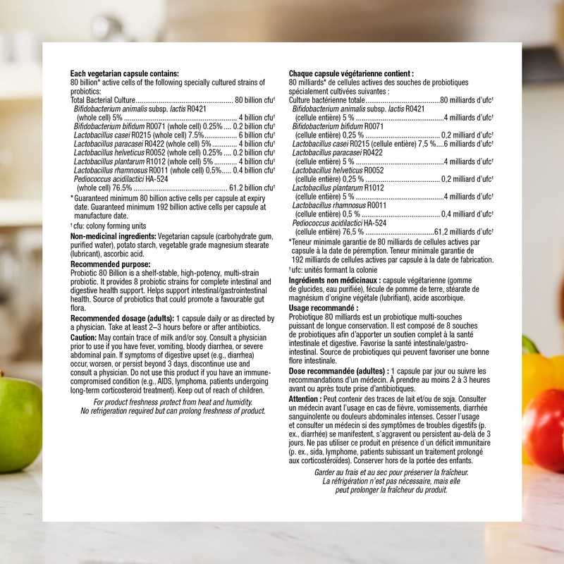 Webber Naturals Probiotic 80 Billion Active Cells, 8 Probiotic Strains,