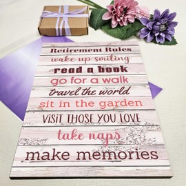 Motivational Wall Art Sign Plaque Inspire Every Day Vibrant Print Retirement Rules A4 Wooden Home Décor Uplifting Decoration