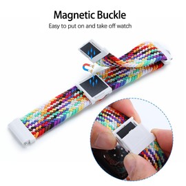 Stretchy Braided Syncup Kids Watch Band with Magnetic Buckle - Adjustable Length, Breathable Nylon, Quick Release Spring Bars - Teal