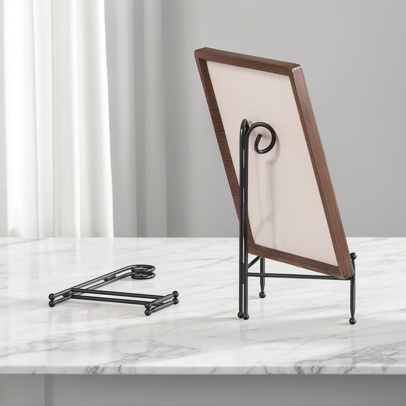 HEMYLU Display Stand for Plate, Foldable Metal Plate Stand for