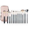 15PCS Professional Makeup Brushes Set Black Wood Handle Set & Kits Brush for Make Up Eye Comb Brush with Rose Case