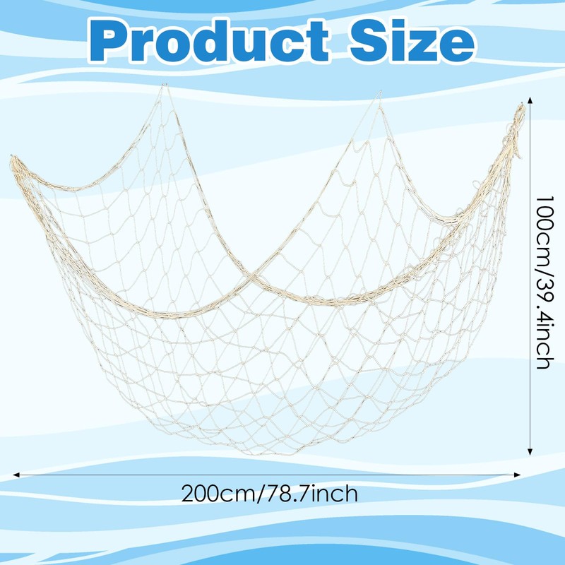 PercyEffie 6Pieces Natural fish net decorations fish nets scallop beach