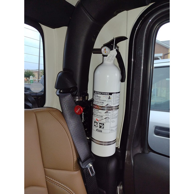 Goldfire Universal Vehicle Adjustable Quick Release Roll Bar Fire Extinguisher