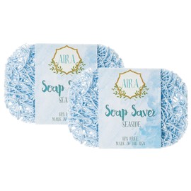 Aira Soap Saver - Soap Dish & Soap Holder Accessory - BPA Free Shower & Bath Soap Holder - Drains Water, Circulates Air, Maximizes The Soap Life - Easy to Clean, Fits All Soap Dish Sets - (Seaside, 2 Pack)