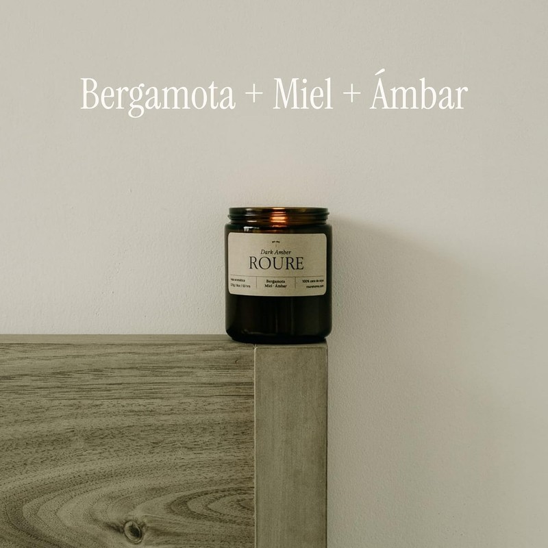 Vela Aromática ROURE Dark Amber – Cera de Soja, Mecha