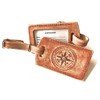 Rustic Tan Compass Rose Leather Luggage Tag in Boho Style