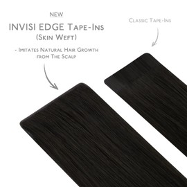 WENNALIFE Invisi Edge Tape in Hair Extensions Human Hair, 16 Inch 25g 10pcs Natural Black Invisible Luxury Remy Hair Extensions Natural Seamless Injected Tape Straight Extensiones De Cabello Humano