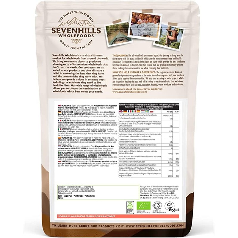 Sevenhills Wholefoods Organic Spirulina Powder 1kg