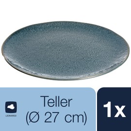 Leonardo Matera 018547 Ceramic Plate, Dishwasher-Safe Dinner Plate with Glaze, Round Stoneware Plate, Diameter 27 cm, Blue, Pack of 1