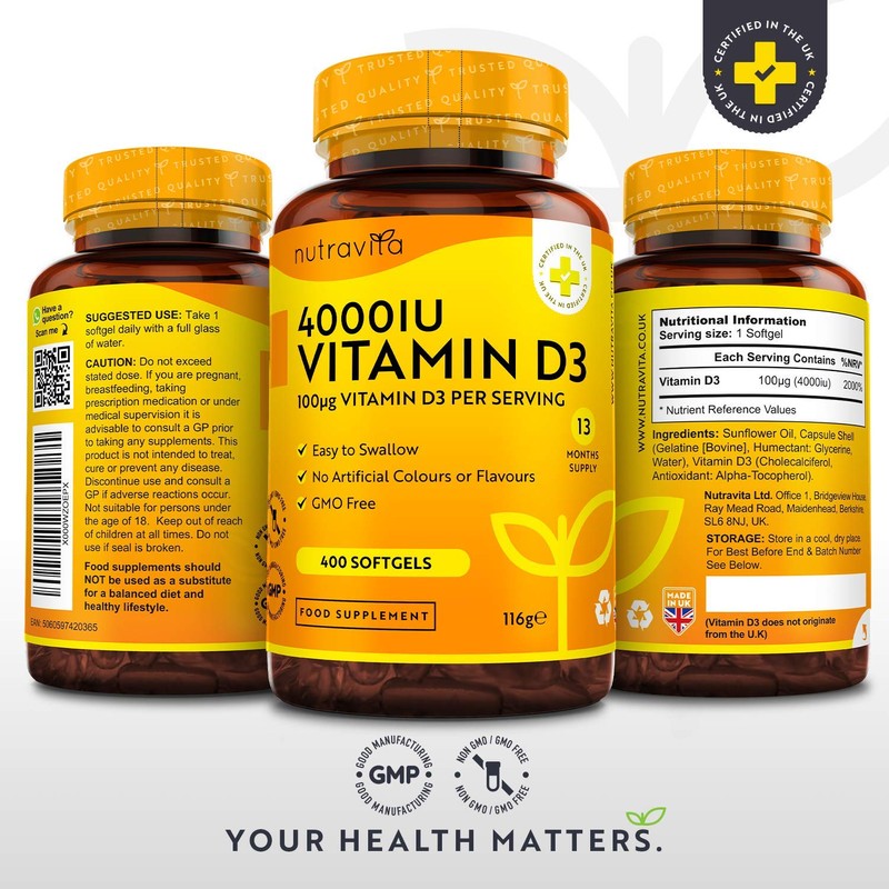 Vitamin D3 4000 iu - 400 High Strength Easy to