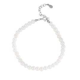 Hmzidz Women's Elegant Bracelet with Pearls, Bracelet Girls in 925 Sterling Silver, Thin Pearl Bracelets Women, White Pearl Bracelet, Silver Fashion Jewellery for Girlfriend and Mother, Adjustable,