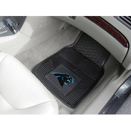 FANMATS 8889 Carolina Panthers 2-Piece Heavy Duty Vinyl Car Mat Set, Front Row Floor Mats, All Weather Protection, Universal Fit, Deep Resevoir Design