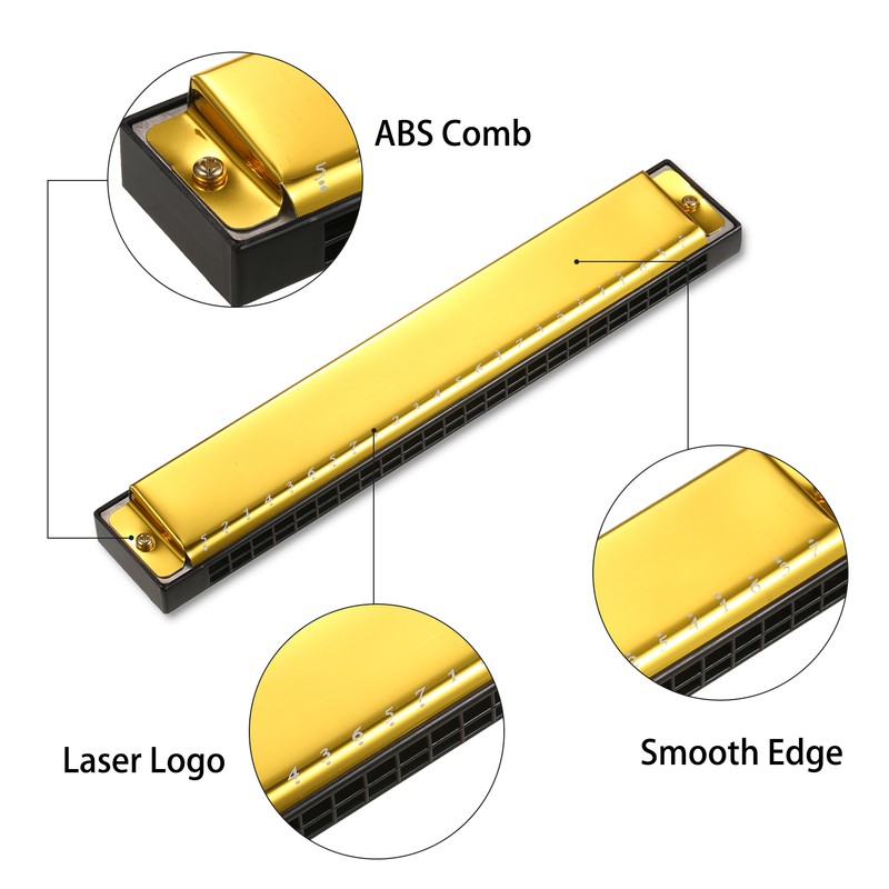 Harmonica Professional Harp Armonica Key of C 24 Hole Polyphony