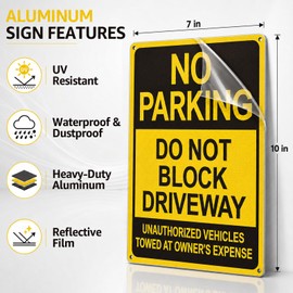Do Not Block Driveway Sign – No Parking Unauthorized Vehicles Will Be Towed