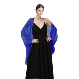 Baoqiya Chales de gasa para novias, bodas, fiestas, vestidos de noche y ocasiones especiales, Azul Real, Length(79") * Width(29")