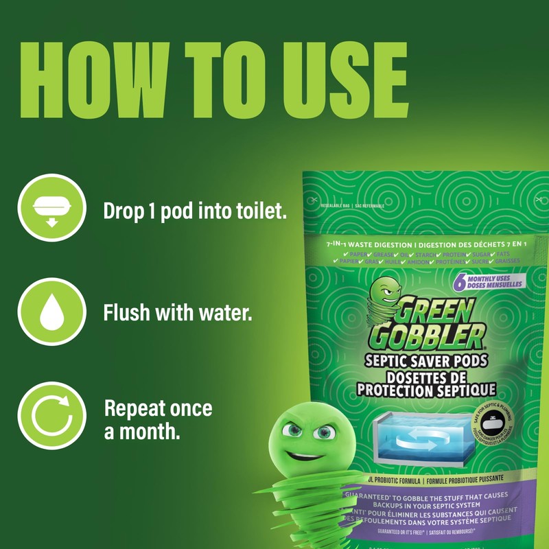 Green Gobbler Septic Tank Treatment Packets, 12 Month Supply -