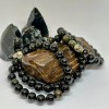 Rainbow Mictlan Tetl Rainbow Golden Obsidian Gemstone Bracelet 10mm Skull.