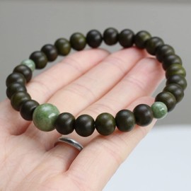 念珠 Dot Quartz Rosary Bracelet Approx. 8 Mil Green Dan Print 山玉 Wristlet 念珠 Mala Braces Power Stone natural stone Life Tree so-zyuraito Men's For Men And Women 107080045