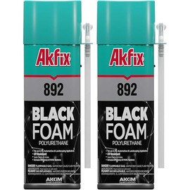 Akfix 892 Black Spray Foam Sealant (2x12 Oz.) - UV Resistant Polyurethane Expanding Spray Foam Insulation, Waterproof, Ideal for RV, Pond, Waterfall and Landscape Applications | 12 Oz. 2 Pack