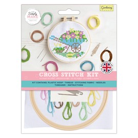 Simply Make docrafts Cross Stitch Hoop Embroidery Kit, Gardening, DIY Make Your Own Craft Set, for Adults, Older Children, Kids, Beginners, Experienced Crafters, Perfect Hobby
