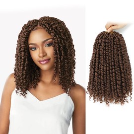 Fulcrum Passion Twist Hair 12 Inch, 8 Packs Passion Twist Crochet Hair for Black Women, Prelooped Crochet Twist Hair with Curly Ends (12Inch, 30#)
