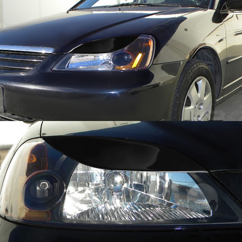 Front Headlight Eyebrow Eye Lid Cover Trim Piano Black Replacement