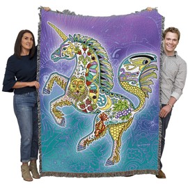 Pure Country Weavers Unicorn Blanket - Animal Spirits Totem by Sue Coccia - Gift Tapestry Throw Woven from Cotton - Made in The USA (72x54)