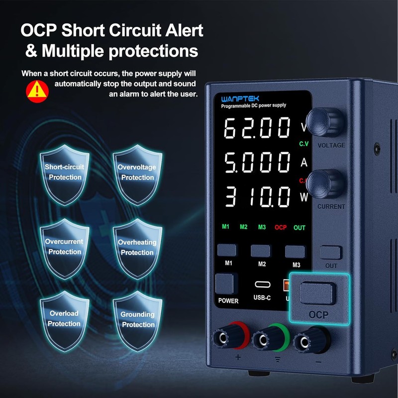 WANPTEK POWER DC Power Supply Variable 0-62V 0-5A Bench Power