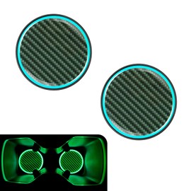 Diamall 2 PCS Car Cup Holder Coaster, Luminous Carbon Fiber Non-Slip Embedded Coaster Pad, 2.83" Insert Water Bottle Holder Pads, Universal Car Interior Decoration Accessories Mat (Carbon Fiber)