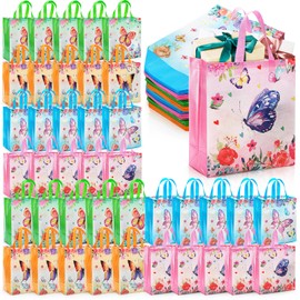 Tlence 40 Pack Non Woven Bags with Handle, Medium Reusable Holiday Gift Bag Bulk, Shopping Tote Baggies for Groceries, Party Favor Goodie Bags for Birthday Wedding Graduation 4 Colors, 11.5x10.5x4.8